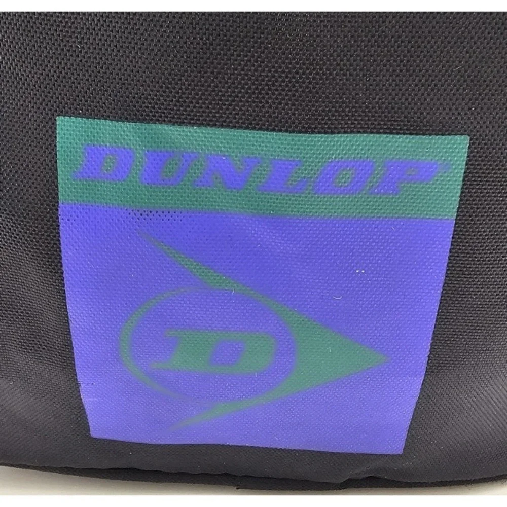 Vintage Dunlop Sport Duffle Gym Athletic Bag Black Green Purple Shoulder Strap